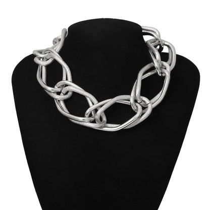 Layered metal chain choker necklace