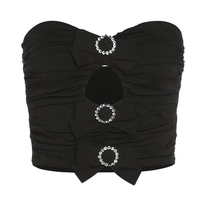 Hollow out bowknot tube cut out top