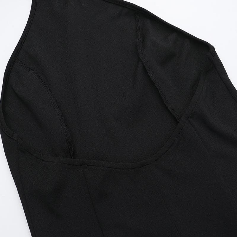 Halter backless high slit solid maxi dress