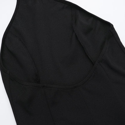 Halter backless high slit solid maxi dress