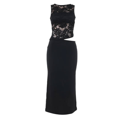 Sleeveless lace hollow out cut out maxi dress