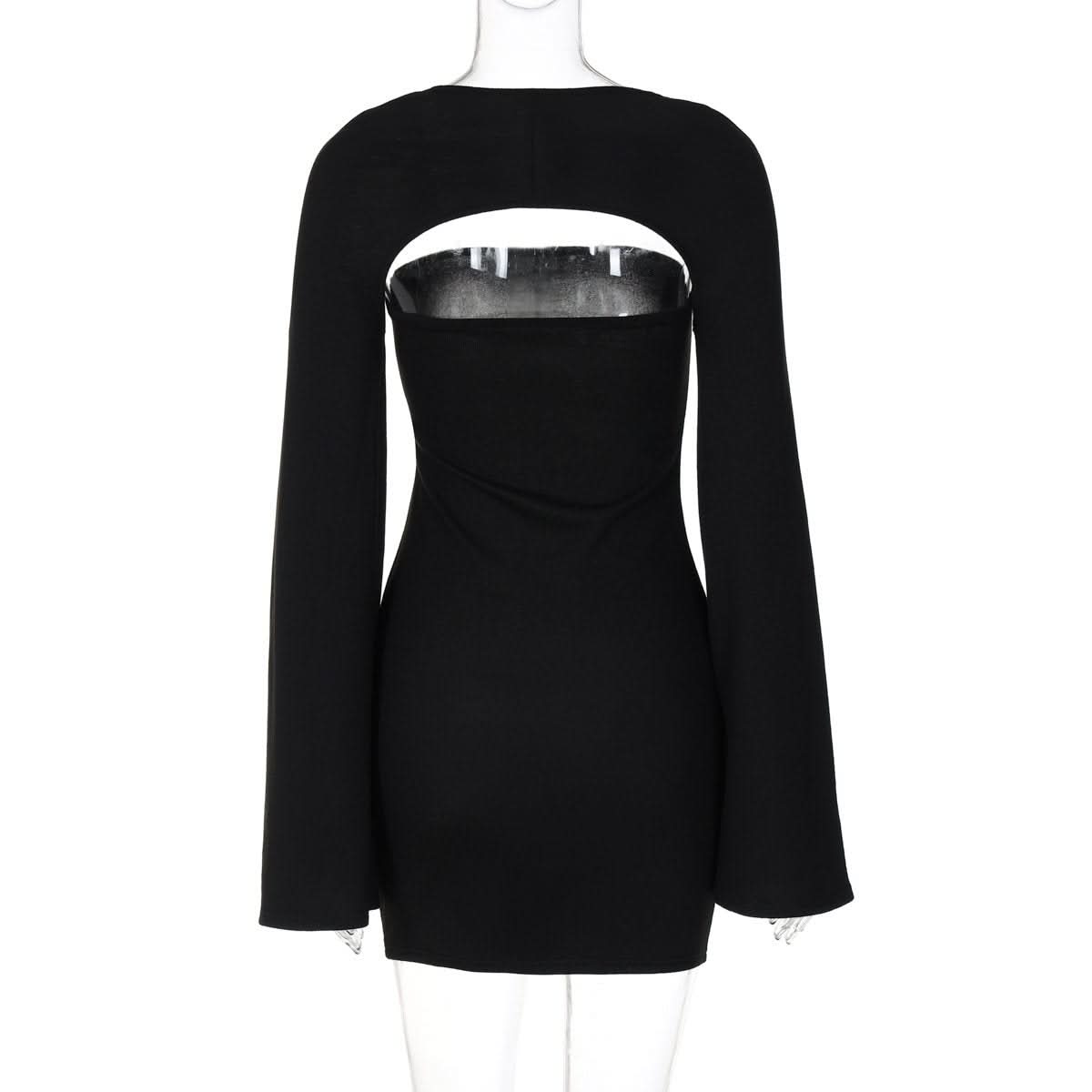 Long sleeve solid shrug tube 2 piece mini dress