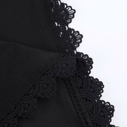 Hoodie long sleeve lace hem embroidery hollow out cut out mini dress
