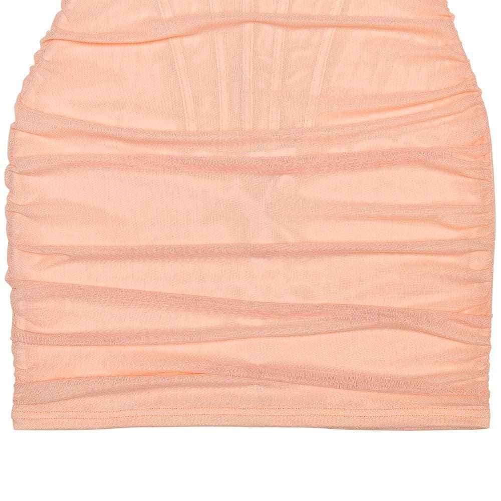 Cowl neck zip-up ruffle cami mini dress