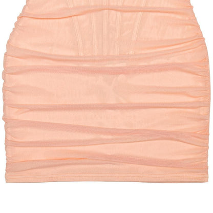 Cowl neck zip-up ruffle cami mini dress