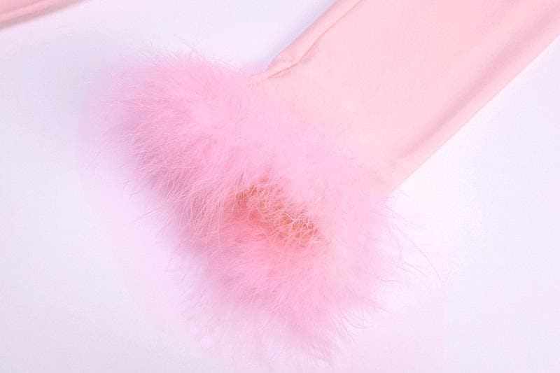 Feather knotted mesh see through long sleeve crop top