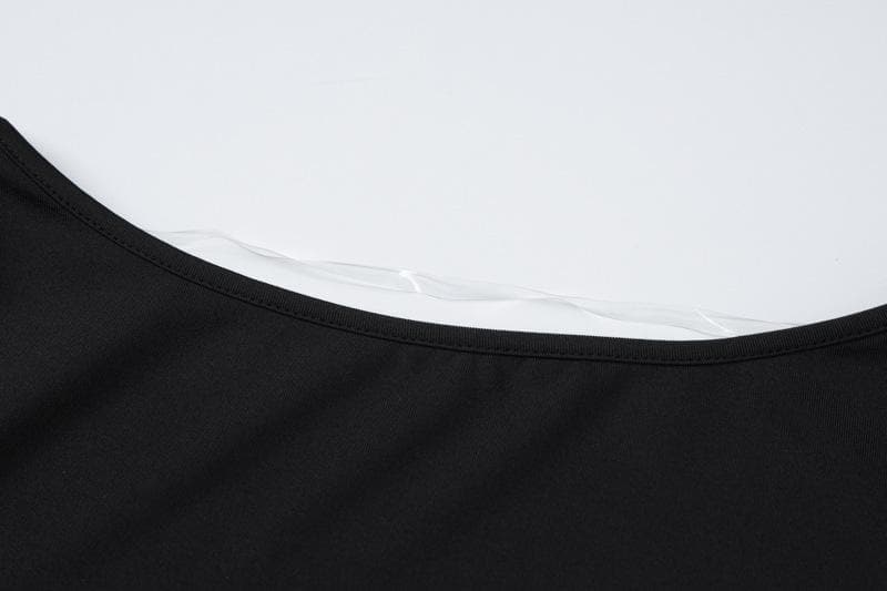 Short sleeve round neck solid backless top