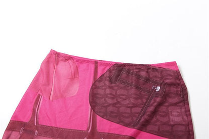 Print backless tube mini skirt set