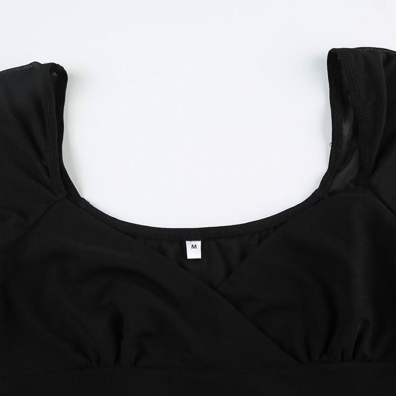 V neck long sleeve slit mesh maxi dress