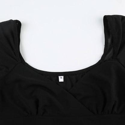 V neck long sleeve slit mesh maxi dress