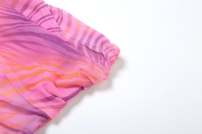 Backless tie dye ruffle tube mini skirt set