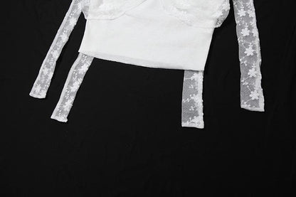 Lace ribbed ruched knotted cami top