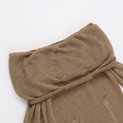 Long sleeve off shoulder knitted mini dress