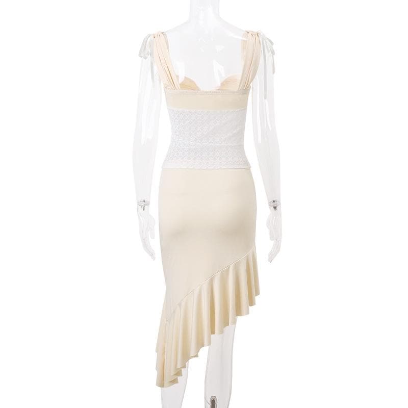 Ruffle ruched irregular solid midi skirt