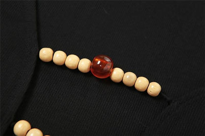 Beaded contrast long sleeve v neck ruched top-final-sale