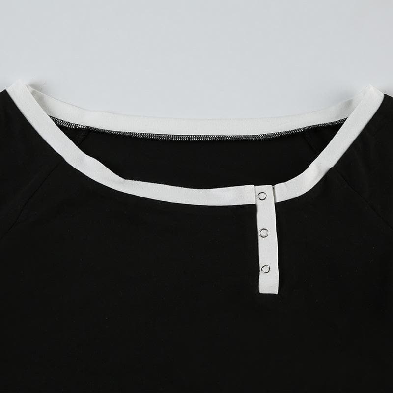 Long sleeve off shoulder button top