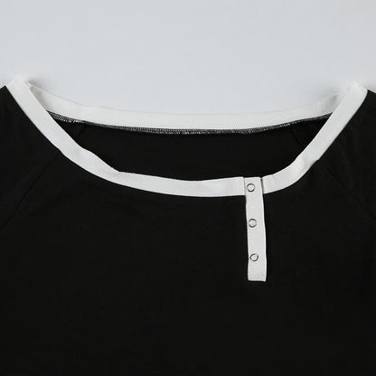 Long sleeve off shoulder button top