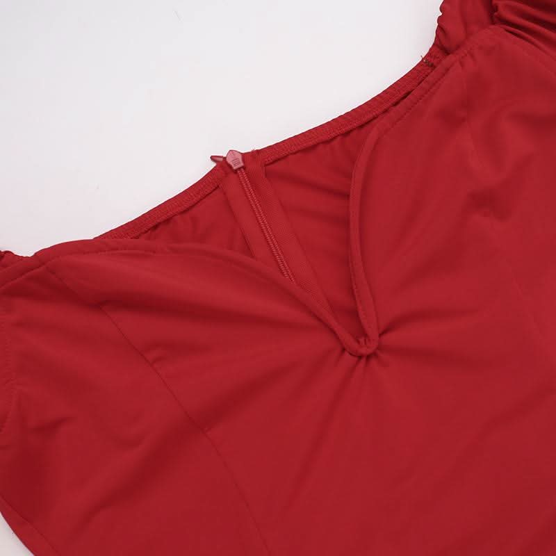 Off shoulder ruched knotted zip-up maxi dress