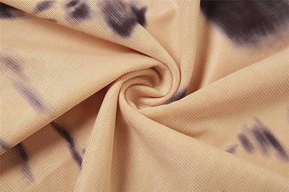 Tie dye contrast sheer mesh see through tube mini skirt set-final-sale