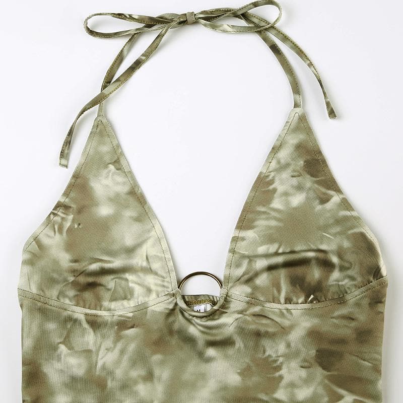 Halter v neck tie dye o ring top