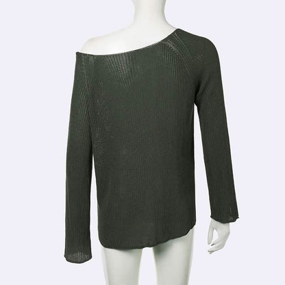 Long sleeve off shoulder knitted top