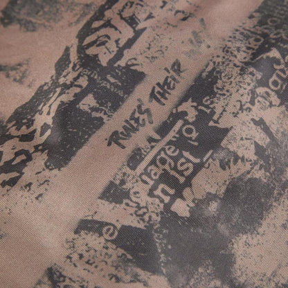 Feather patchwork long sleeve contrast self tie top