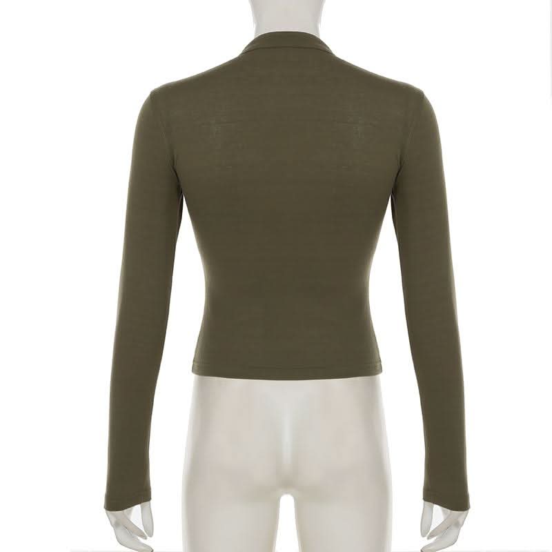 V neck long sleeve button top