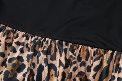 Leopard print patchwork tube mini dress