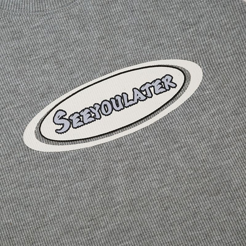 Short sleeve contrast letter pattern top