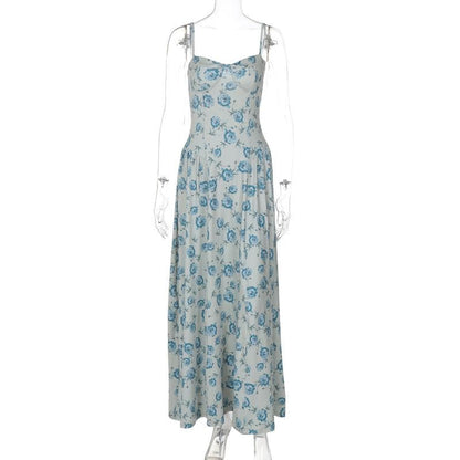 Sweetheart neck flower print cami maxi dress
