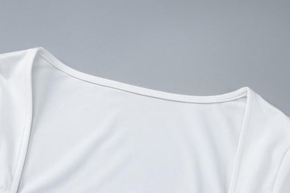 Long sleeve ruched sweetheart neck slit crop top