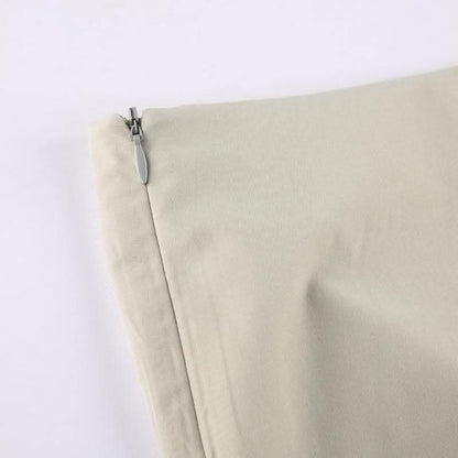 Ruched solid zip-up slit cargo maxi skirt-final-sale