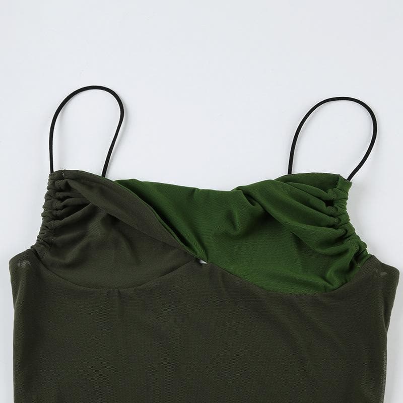 Contrast ruched backless cami top
