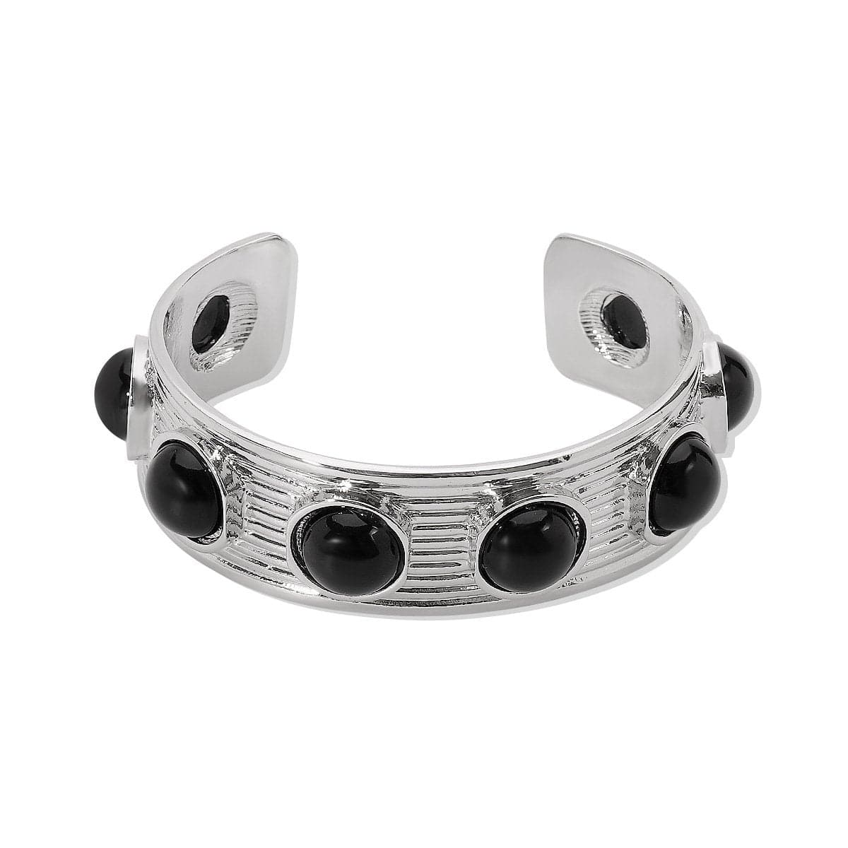 Rhinestone ribbed metal contrast bracelet