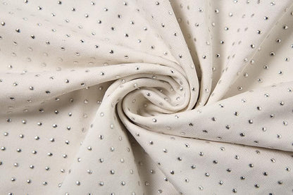 Halter cowl neck beaded low cut mini dress