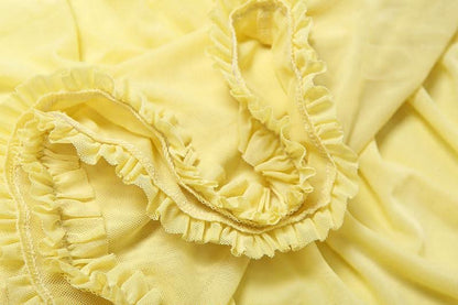 Mesh ruffle solid backless cami maxi dress