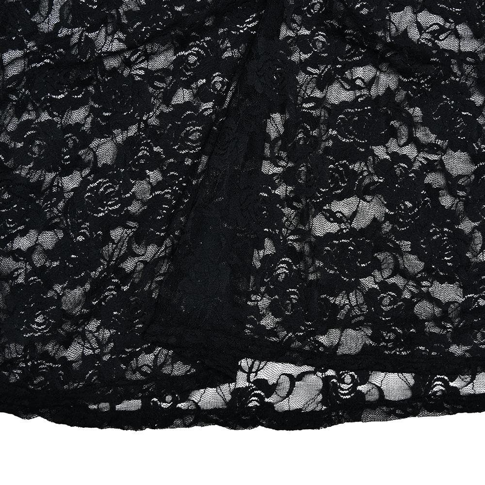 Long sleeve lace see through sweetheart neck maxi dress