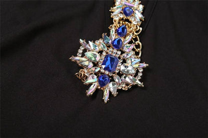 Halter hollow out metal chain gemstone pendant cut out mini dress