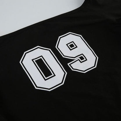 Long sleeve off shoulder "09" pattern top