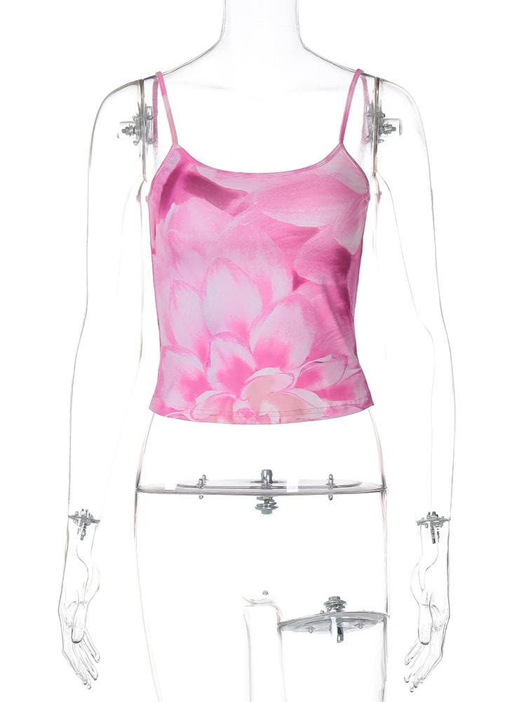 U neck flower print cami top