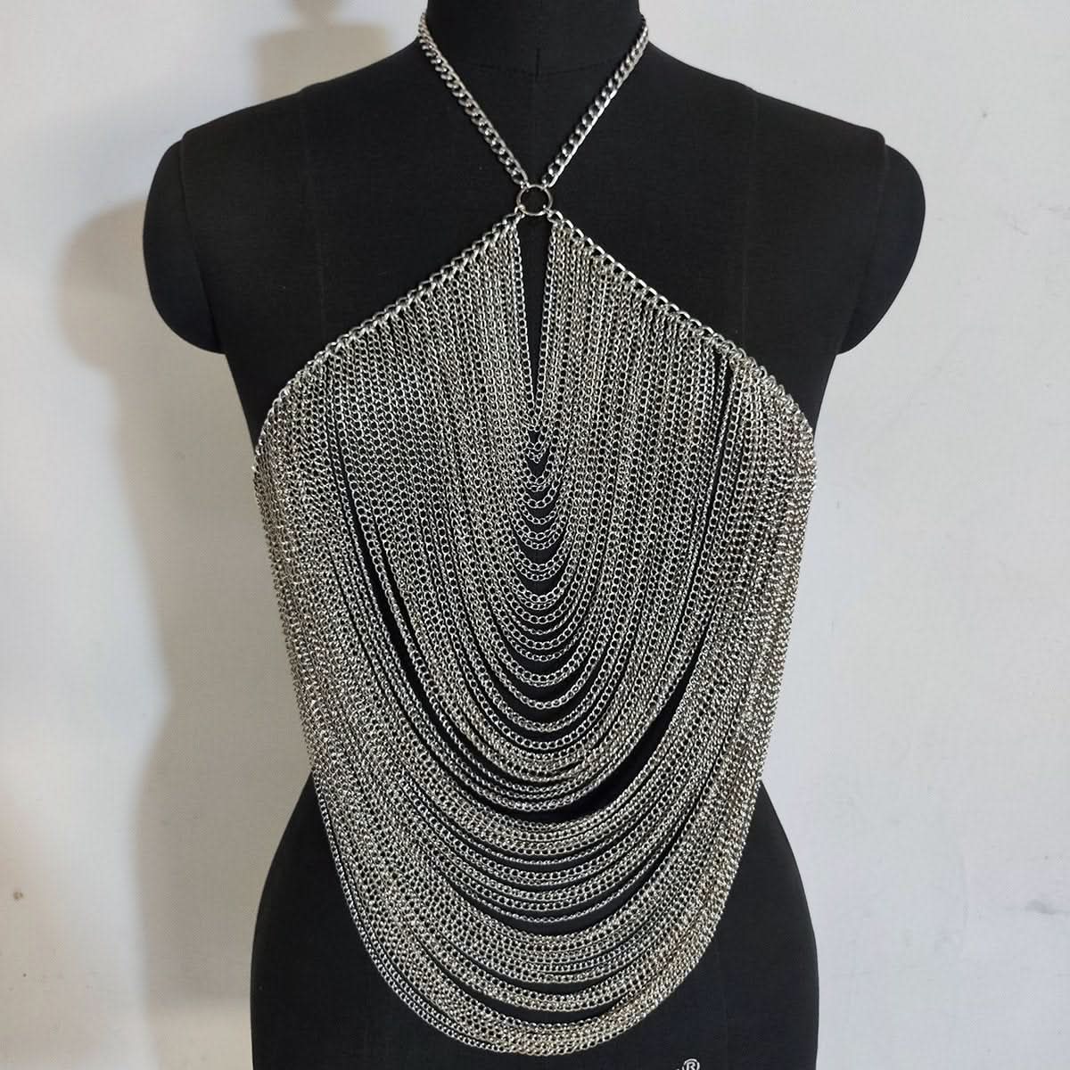 Halter o ring hollow out metal chain cut out top