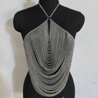 Halter o ring hollow out metal chain cut out top