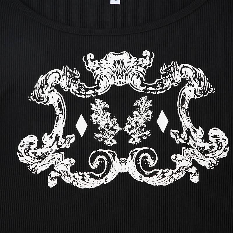 Long sleeve crewneck abstract top