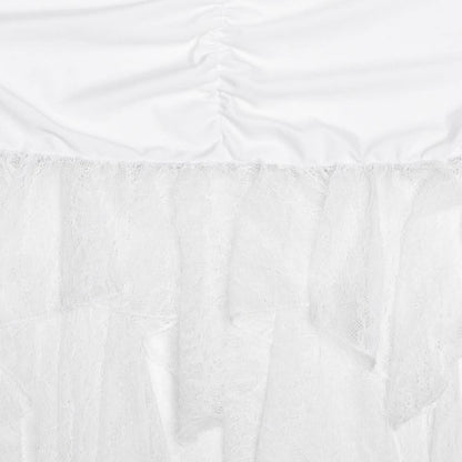 Long sleeve crewneck lace backless ruched midi dress