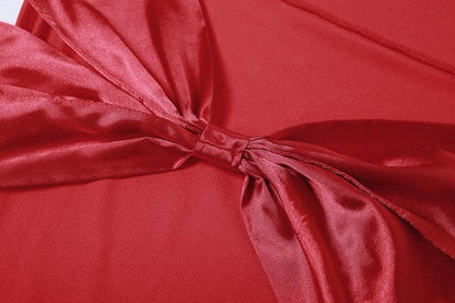 Cowl neck bowknot backless solid cami maxi dress