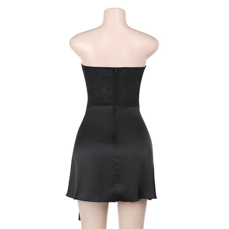Sweetheart neck bustier metal applique tube mini dress