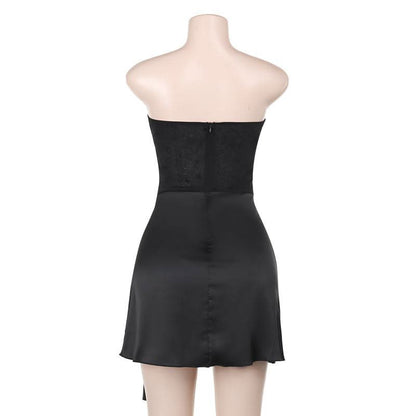 Sweetheart neck bustier metal applique tube mini dress