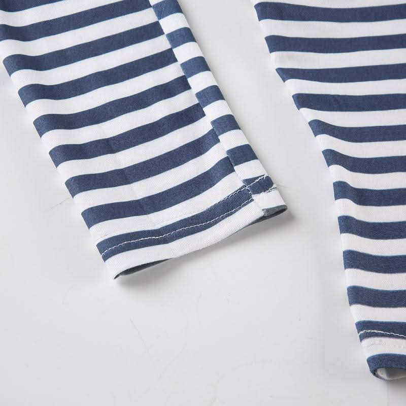 Striped v neck long sleeve top