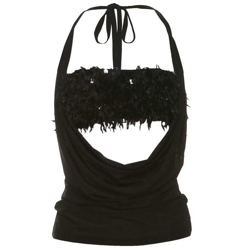 Halter glitter mesh 2 piece top