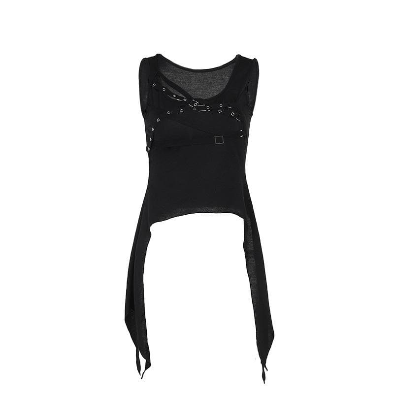 U neck cross front solid top